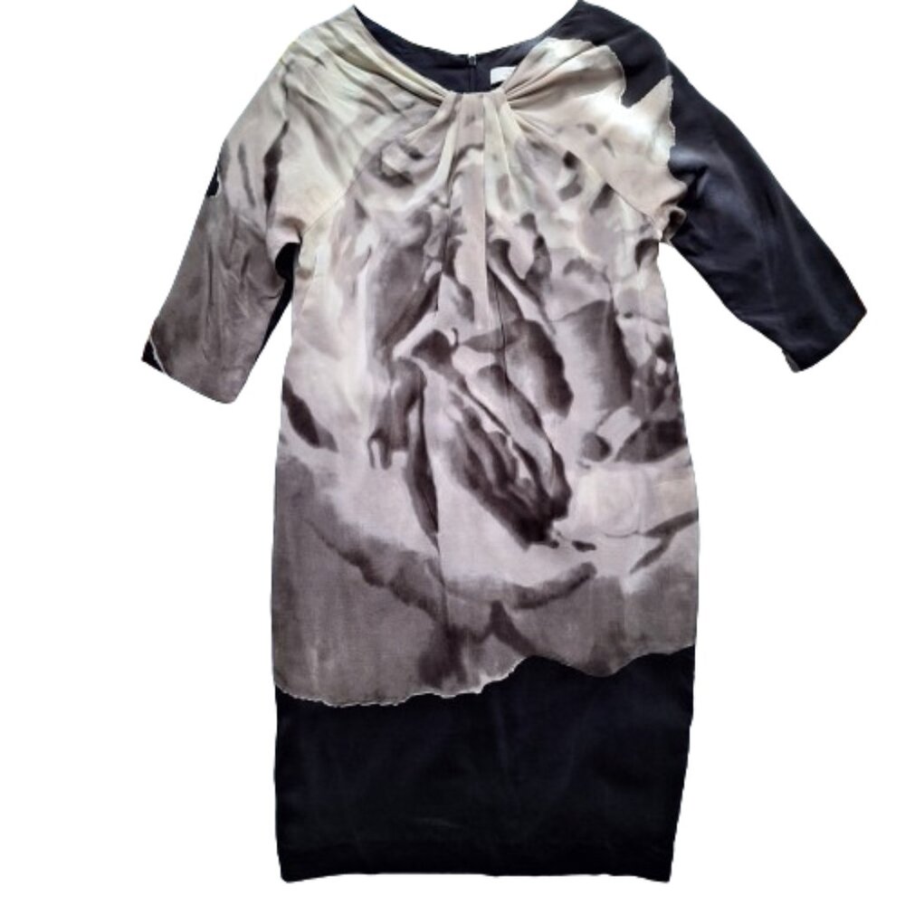 Robert Rodriguez Black and Grey Silk Dress